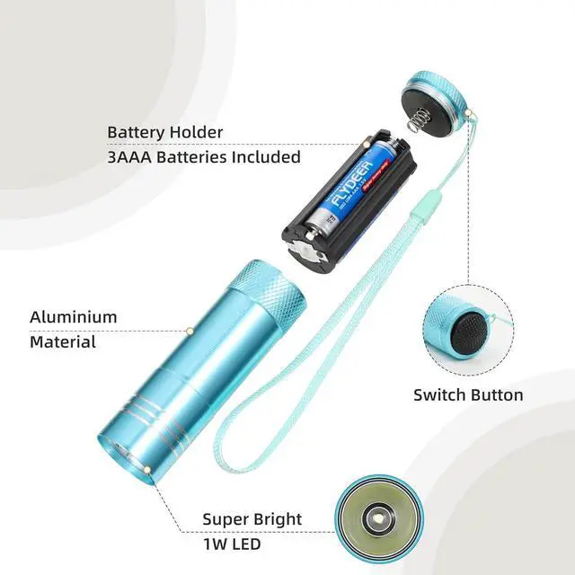 Alt view image 2 of 6 - 6 Pack Mini Flashlight Bulk for Kids Small Aluminum LED Powerful Handheld Torches Set with Lanyard High Lumens Batteries Included for Boys Girls Party Favors Travel Night Reading Christmas Gifts