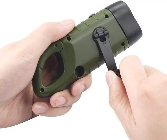 Alt view image 4 of 7 - Simpeak 2-Pack Hand Crank Solar Powered LED Flashlight, Emergency Survival Flashlight Torch for Outdoor Sports, Green