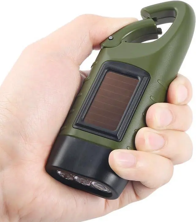 Alt view image 5 of 7 - Simpeak 2-Pack Hand Crank Solar Powered LED Flashlight, Emergency Survival Flashlight Torch for Outdoor Sports, Green