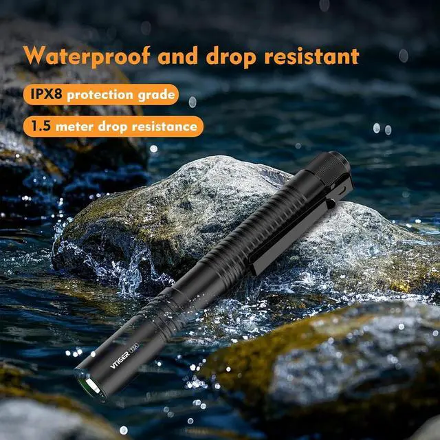 Alt view image 3 of 6 - T2A Compact EDC Flashlight 1500 High Lumens AA Rechargeable LED Flashlight Super Bright Small Tactical Tail Switch Pocket Pen Light with Magnet for Camping Hiking Outdoor Home Emergency
