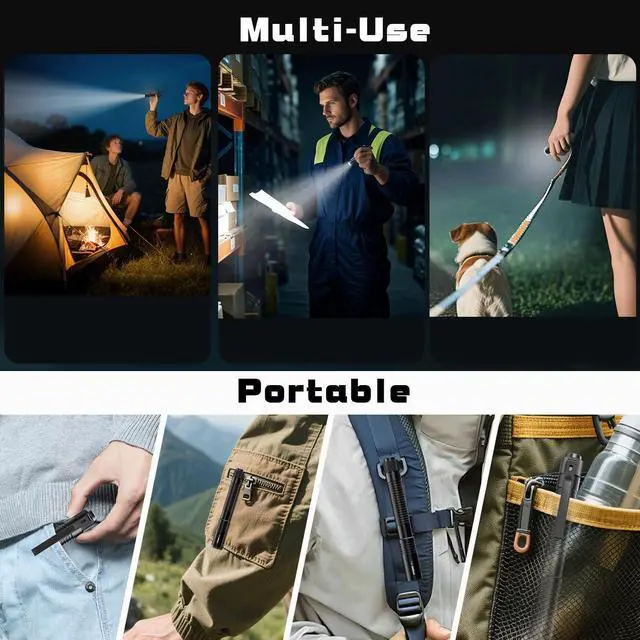 Alt view image 5 of 6 - T2A Compact EDC Flashlight 1500 High Lumens AA Rechargeable LED Flashlight Super Bright Small Tactical Tail Switch Pocket Pen Light with Magnet for Camping Hiking Outdoor Home Emergency