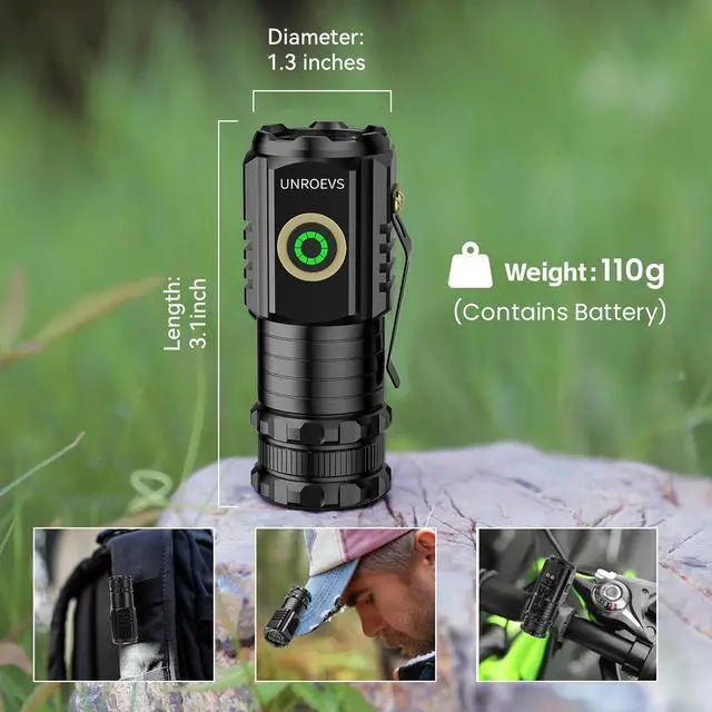 Alt view image 4 of 7 - Mini Flashlight 2550 Lumens Rechargeable USB C Charging Small Flashlights High Lumens 5 Modes Pocket Light with Clip Magnetic Flash Light for EDC Camping Hiking Emergency