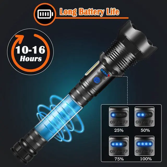 Alt view image 5 of 7 - Flashlights High Lumen Rechargeable Heavy Duty Rechargeable Flashlights Adjustable Focus Tactical Flashlight with 8 Modes Super Bright Flashlight for Home Camping