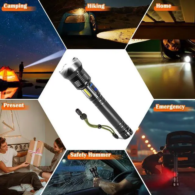 Alt view image 7 of 7 - Flashlights High Lumen Rechargeable Heavy Duty Rechargeable Flashlights Adjustable Focus Tactical Flashlight with 8 Modes Super Bright Flashlight for Home Camping