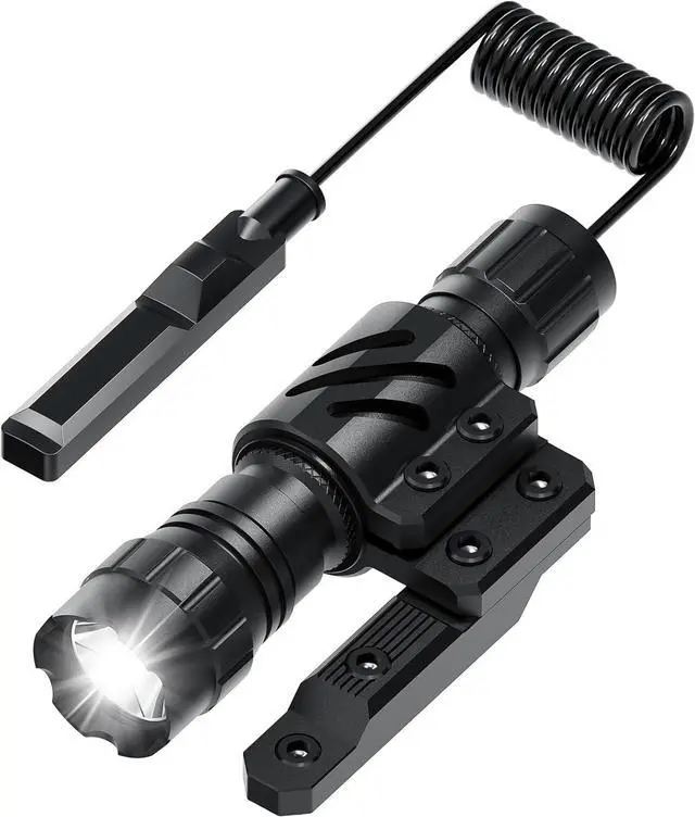 Main image of Tactical Flashlight 1200 Lumens with Offset Mount & Pressure Switch 200m Beam 4H Runtime Rainproof and Shockproof