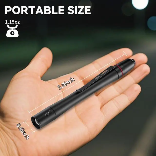Alt view image 2 of 7 - 3Pack Pen Flashlight Pen Light Flashlights High Lumens Small LED Flashlight Adjustable Tactical Flash Light Waterproof Pocket Flashlights with Clip Aluminum Mini Lights for Inspection Emergency