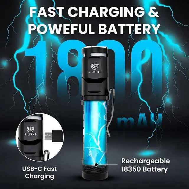 Alt view image 7 of 7 - Rechargeable Tactical Flashlight 1400LM Magnetic Base LED Light with Right Angle Head Pocket Flashlight for Work Camping & Emergency High Lumens Durable & Water-Resistant