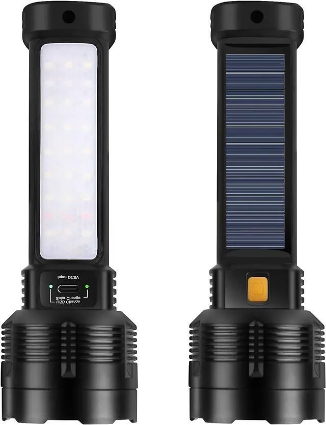 Main image of 2 Pack LED Rechargeable Flashlight - 20000 Lumens Super Bright Tactical Flash Light Compact & Waterproof Long-Lasting Battery Solar Flashlights for Home Camping Hiking Emergencies Adventures