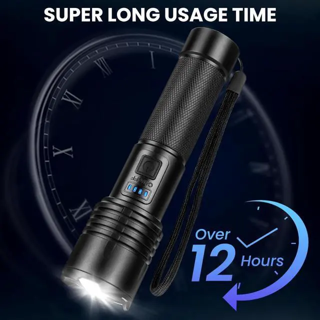 Alt view image 3 of 7 - 3 Pack Rechargeable Flashlights High Lumens 90 000 Lumen Super Bright Led Flashlight with Adjustable 3 Modes & Power Display Brightest Handheld Waterproof Flash Lights for Home Camping Hiking