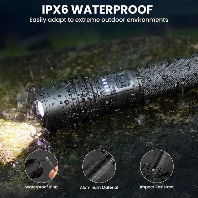 Alt view image 7 of 7 - 3 Pack Rechargeable Flashlights High Lumens 90 000 Lumen Super Bright Led Flashlight with Adjustable 3 Modes & Power Display Brightest Handheld Waterproof Flash Lights for Home Camping Hiking