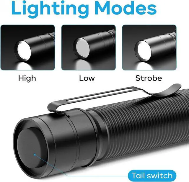 Alt view image 2 of 6 - Mini Flashlight Super Bright Small Tactical Flashlight Ultra-Compact Powerful Flashlight High Lumens Pocket Pen Light with Clip for Camping Outdoor Emergency