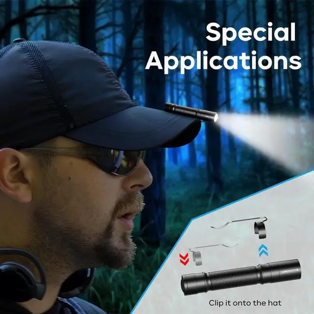 Alt view image 5 of 6 - Mini Flashlight Super Bright Small Tactical Flashlight Ultra-Compact Powerful Flashlight High Lumens Pocket Pen Light with Clip for Camping Outdoor Emergency
