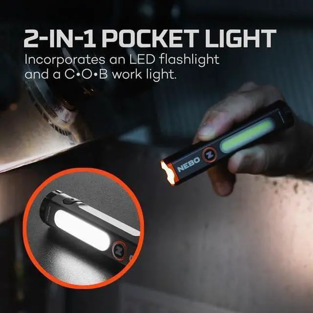 Alt view image 2 of 7 - Mini Larry 500 Pocket Flashlight | 500 Lumens 2 Light Modes Compact Rechargeable COB Work Light & Mini Flashlight Magnetic Base & Steel Clip Waterproof Includes USB-C Charging Cable