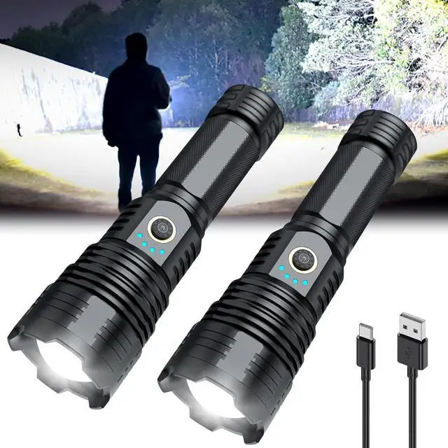 Main image of Flashlights High Lumens Rechargeable 2Pack Rechargeable Flashlights 1000000lm Super Bright Flashlight 5Mode Tactical Zoomable Flashlights LED Flashlight High Powered Waterproof