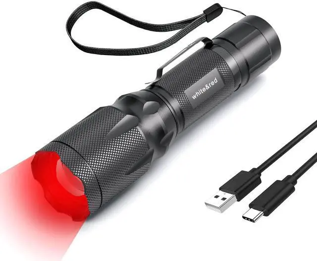 Main image of Red Flashlight Rechargeable High/Low Red Light & White Light 3 Modes for Astronomy Aviation Night Observation