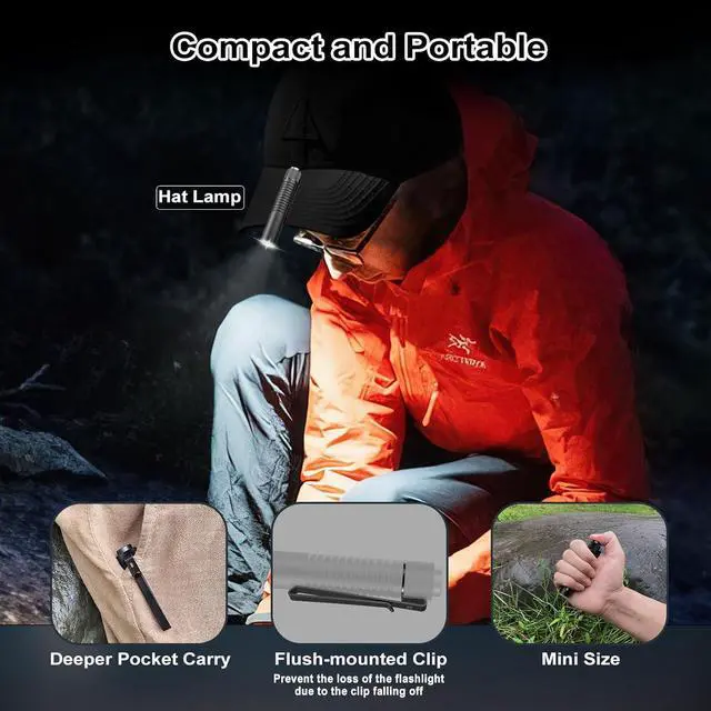 Alt view image 5 of 6 - T1A Mini Pocket EDC Flashlight with Clip 1300 Lumen Compact AA Rechargeable LED Little Flashlights Super Bright Tail Switch Small Flash Light with Magnet for Camping Hiking Outdoor Emergency