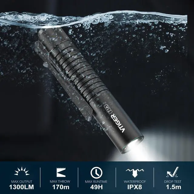 Alt view image 2 of 6 - T1A Mini Pocket EDC Flashlight with Clip 1300 Lumen Compact AA Rechargeable LED Little Flashlights Super Bright Tail Switch Small Flash Light with Magnet for Camping Hiking Outdoor Emergency