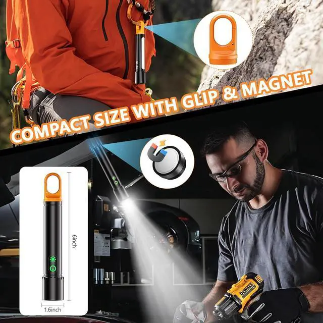 Alt view image 2 of 7 - Rechargeable Led Flashlight High Lumens 30W Super Bright Flashlight 2000 Lumen Magnetic Flashlight with 9 Modes Waterproof Strong Police Flash Light for Emergencies Car Camping Hiking Home Outdoor