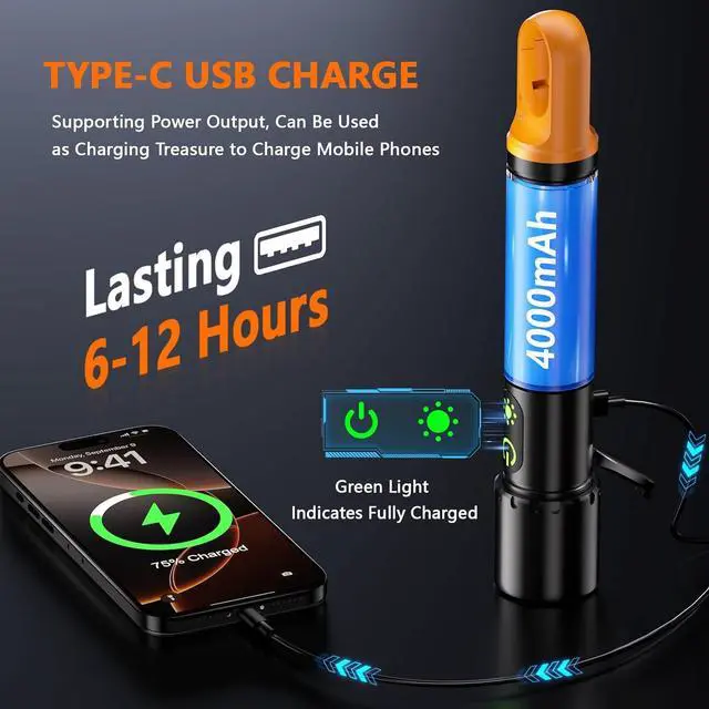 Alt view image 5 of 7 - Rechargeable Led Flashlight High Lumens 30W Super Bright Flashlight 2000 Lumen Magnetic Flashlight with 9 Modes Waterproof Strong Police Flash Light for Emergencies Car Camping Hiking Home Outdoor