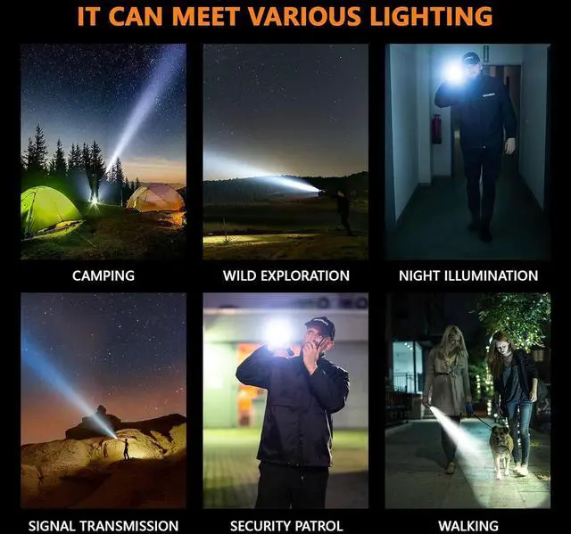 Alt view image 7 of 7 - Rechargeable Led Flashlight High Lumens 30W Super Bright Flashlight 2000 Lumen Magnetic Flashlight with 9 Modes Waterproof Strong Police Flash Light for Emergencies Car Camping Hiking Home Outdoor