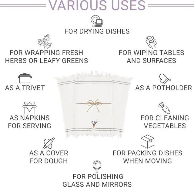 Alt view image 3 of 7 - Turkish Kitchen Towels Set of 3  100% Pure Cotton 24x16 Inches Floral Design Super Absorbent Dish Towels Machine Washable Kitchen Hand Towels