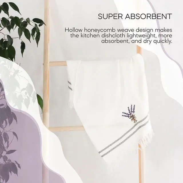 Alt view image 6 of 7 - Turkish Kitchen Towels Set of 3  100% Pure Cotton 24x16 Inches Floral Design Super Absorbent Dish Towels Machine Washable Kitchen Hand Towels