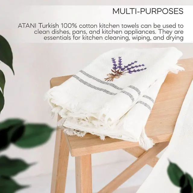 Alt view image 7 of 7 - Turkish Kitchen Towels Set of 3  100% Pure Cotton 24x16 Inches Floral Design Super Absorbent Dish Towels Machine Washable Kitchen Hand Towels