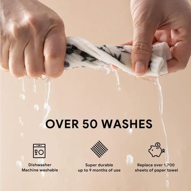 Alt view image 5 of 7 - Swedish Dishcloths for Kitchen | 5 Pack Geometric Washable Dish Rags | Cellulose Reusable Cleaning Paper Towels | Absorbent Counter Dish Cloth Sponge Kitchen Wipes 8 L x 7 W