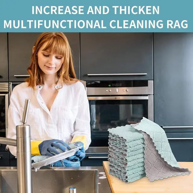 Alt view image 2 of 6 - 10 Pack Kitchen Dish Cloths Dish Towels Super Absorbent Coral Fleece Cloth Premium Dishcloths Nonstick Oil Washable Fast Drying Dish Rags Reusable Cloth forTable Chair Dish Glass