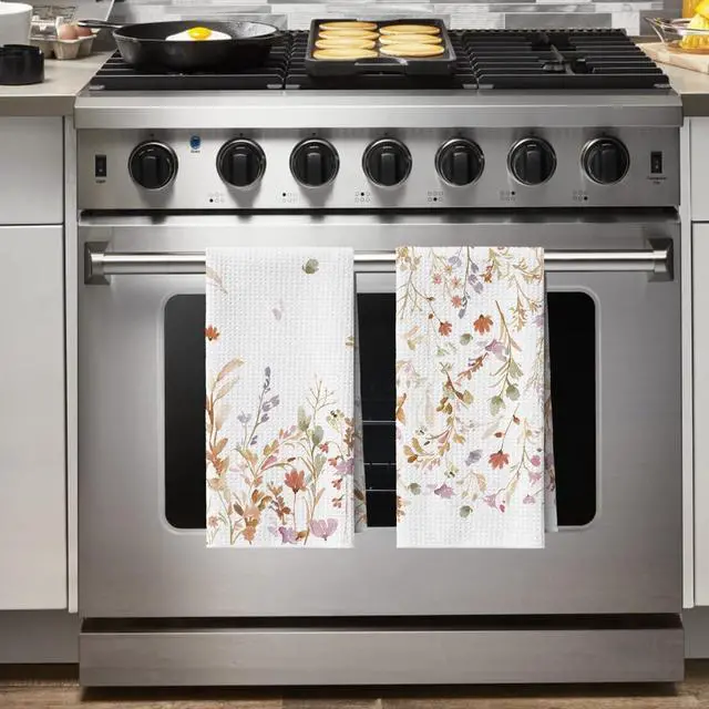 Alt view image 4 of 7 - Flowers Wildflower Fall Bar Kitchen Towels 12x24 Inch Quick Dry Microfiber Cloth Dish Towels for Kitchen Drying Set of 2