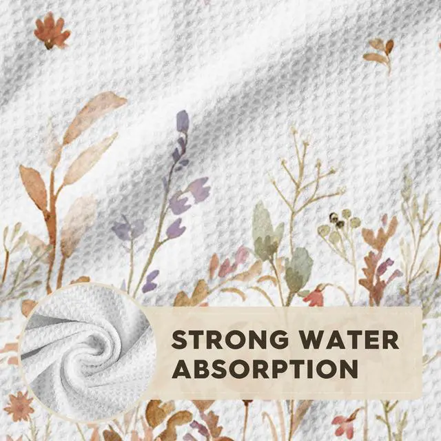 Alt view image 6 of 7 - Flowers Wildflower Fall Bar Kitchen Towels 12x24 Inch Quick Dry Microfiber Cloth Dish Towels for Kitchen Drying Set of 2