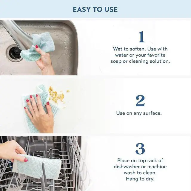 Alt view image 4 of 6 - Swedish Dishcloths Reusable & Washable Sponge Cloths Absorbent Cleaning Paper Towels for Kitchen Dishes Counters and More 5 Pack Assorted Fruit Pattern