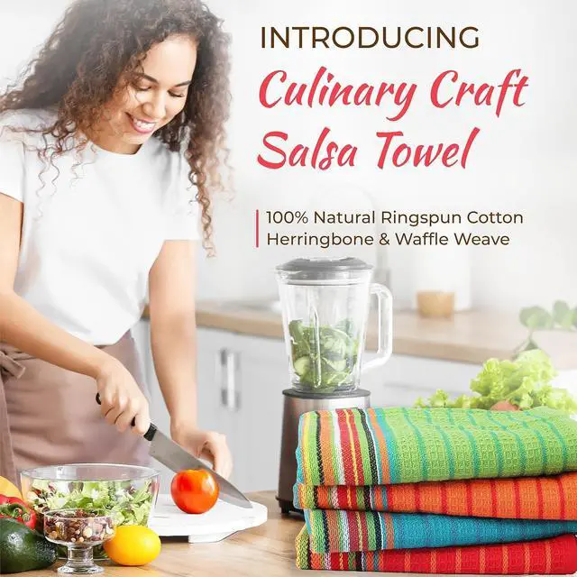 Alt view image 2 of 7 - Kitchen Dish Towels 100% Cotton Salsa Towels Set of 8 (16x28 Inches) Multi Purpose Cooking Drying Restaurant Bar Cleaning Cloth Napkin Highly Absorbent Lint Free (Red & Orange)