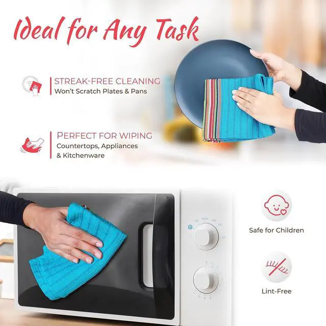 Alt view image 6 of 7 - Kitchen Dish Towels 100% Cotton Salsa Towels Set of 8 (16x28 Inches) Multi Purpose Cooking Drying Restaurant Bar Cleaning Cloth Napkin Highly Absorbent Lint Free (Red & Orange)