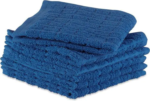 Alt view image 2 of 7 - Basic Terry Collection Solid Windowpane Dishcloth Set 12x12 Blue 6 Piece