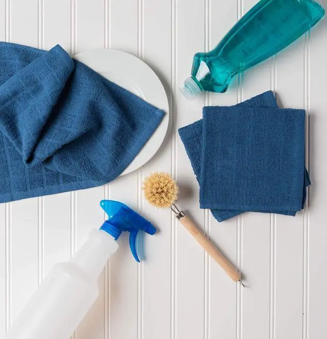 Alt view image 5 of 7 - Basic Terry Collection Solid Windowpane Dishcloth Set 12x12 Blue 6 Piece