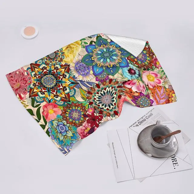 Alt view image 5 of 6 - Boho Floral Kitchen Towels Set of 2 Colorful Flowers Dish Towels Absorbent Soft Hand Tea Bar Towels for Farmhouse Home Decor