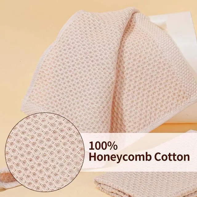 Alt view image 2 of 7 - 100% Honeycomb Cotton Kitchen Dish Cloths 12x12 Inch 8-Pack Super Absorbent & Reusable Quick-Dry & Lint-Free Ideal for Kitchen Glass Car and Household Cleaning
