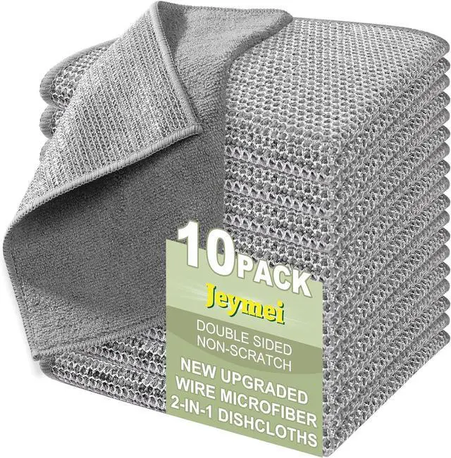 Main image of Jeymei Non Scratch Wire Dishcloth,Multipurpose Wire Dishwashing Rag,10PCS | Stainless Steel Cleaning Cloths for Kitchen,Dish Cloths for Washing Dishes,Reusable Diamond Weave Steel Wool Scrubber Cloths