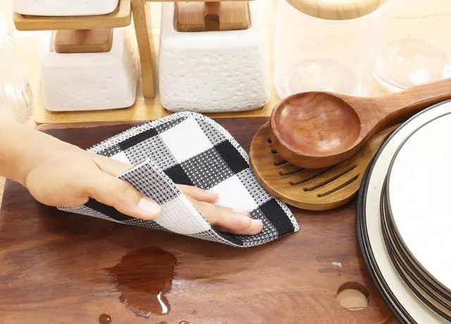 Alt view image 4 of 6 - Waffle Weave Plaid Dish Cloths 100% Cotton - 12 x 12 Inches Ultra Soft Absorbent Quick Drying Dish Towels Buffalo Check Dish Rags for Kitchen 6 Pack - Spring Summer- Black and White