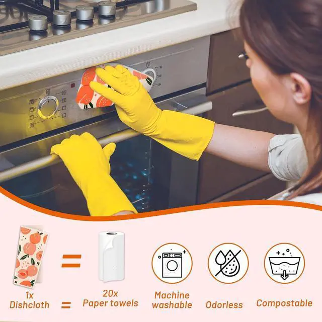 Alt view image 4 of 7 - 10 Pack Swedish Dishcloths with Hanging Clips Reusable Swedish Dish Towels Biodegradable Cellulose Cleaning Cloths Washable Dish Wipes for Kitchen Home Office(Quick Drying & Super Absorb)