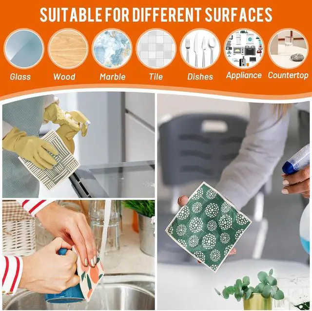 Alt view image 6 of 7 - 10 Pack Swedish Dishcloths with Hanging Clips Reusable Swedish Dish Towels Biodegradable Cellulose Cleaning Cloths Washable Dish Wipes for Kitchen Home Office(Quick Drying & Super Absorb)
