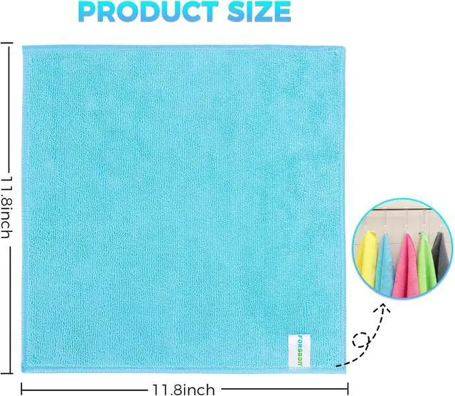 Alt view image 2 of 7 - Microfiber Cleaning Cloth Pack of 15 Lint Free Absorbent Streak Free Non-Abrasive Reusable and WashableCleaning Towels with 5 Color Assorted 11.8X11.8(Green/Blue/Yellow/Pink/Grey)