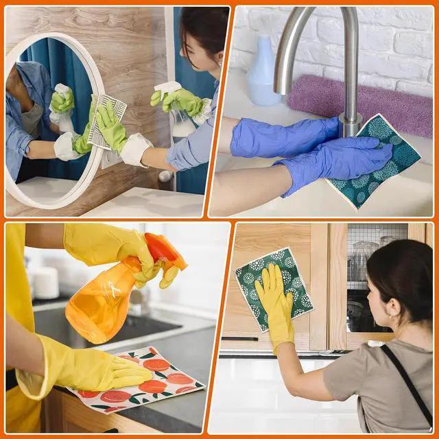 Alt view image 7 of 7 - 10 Pack Swedish Dishcloths with Hanging Clips Reusable Swedish Dish Towels Biodegradable Cellulose Cleaning Cloths Washable Dish Wipes for Kitchen Home Office(Quick Drying & Super Absorb)