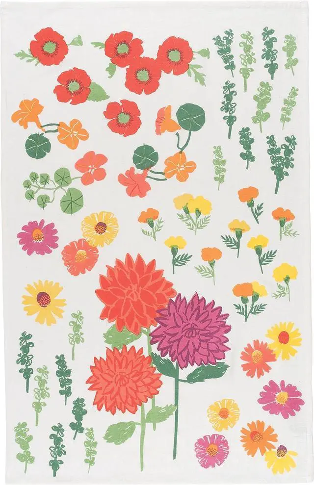 Alt view image 3 of 6 - Floursack Kitchen Towels Quick Dry Cotton Hand Towel Set 3 Count Flowers of The Month 20 x 30 in