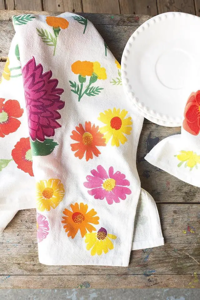 Alt view image 6 of 6 - Floursack Kitchen Towels Quick Dry Cotton Hand Towel Set 3 Count Flowers of The Month 20 x 30 in
