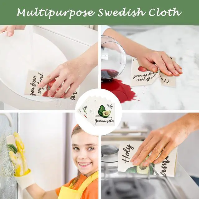 Alt view image 5 of 7 - 6Pcs Vegetable Swedish Dishcloths Colorful Vegetable Kitchen Dish Towel Reusable Cotton Kitchen Towels for Christmas Autumn Harvest Baking Cooking Home Kitchen Bathroom Decor 6.7 x 7.7Inch