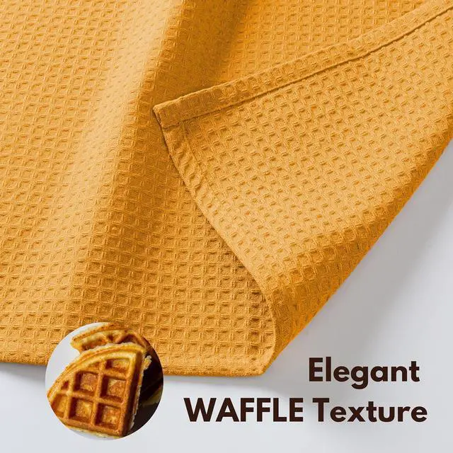Alt view image 5 of 7 - Cotton Kitchen Towel with Hanging Loop 16x26 inches 6-Pack Waffle Weave Kitchen Towels for Cleaning Drying Washcloths Soft & Absorbent Cloth Rags Bar Towel Dish Cloth Mustard Yellow