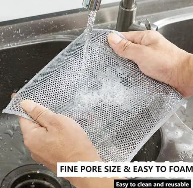 Alt view image 2 of 7 - Cleaning Cloths Multipurpose Wire Miracle Cleaning Cloths Multipurpose Wire Dishwashing Rags for Wet and Dry for Washing Dishes Sinks Counters Stove Tops (15 Pcs)