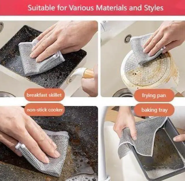 Alt view image 3 of 7 - Cleaning Cloths Multipurpose Wire Miracle Cleaning Cloths Multipurpose Wire Dishwashing Rags for Wet and Dry for Washing Dishes Sinks Counters Stove Tops (15 Pcs)